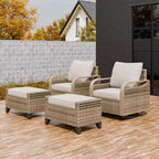 EAGLE PEAK Wicker Outdoor Glider Rocking Chair, Swivel Rocker, 2 Chairs 2 Ottomans, 4 Piece