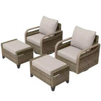 EAGLE PEAK Wicker Outdoor Glider Rocking Chair, Swivel Rocker, 2 Chairs 2 Ottomans, 4 Piece