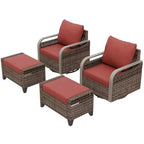 EAGLE PEAK Wicker Outdoor Glider Rocking Chair, Swivel Rocker, 2 Chairs 2 Ottomans, 4 Piece