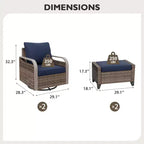 EAGLE PEAK Wicker Outdoor Glider Rocking Chair, Swivel Rocker, 2 Chairs 2 Ottomans, 4 Piece