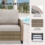 EAGLE PEAK Wicker Outdoor Chair, Patio Chair Curved Armrest, 2 Chairs 2 Ottomans, 4 Pieces