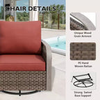 EAGLE PEAK Wicker Outdoor Chair, Patio Chair Curved Armrest, 2 Chairs 2 Ottomans, 4 Pieces