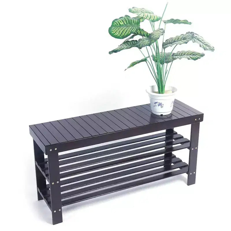 Bamboo Shoe Rack with Seat - 3-Tier Storage Bench, 90cm Multi-Functional Organizer for Entryway, Hallway & Closet