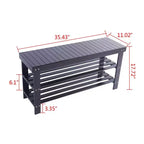 Bamboo Shoe Rack with Seat - 3-Tier Storage Bench, 90cm Multi-Functional Organizer for Entryway, Hallway & Closet