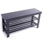 Bamboo Shoe Rack with Seat - 3-Tier Storage Bench, 90cm Multi-Functional Organizer for Entryway, Hallway & Closet