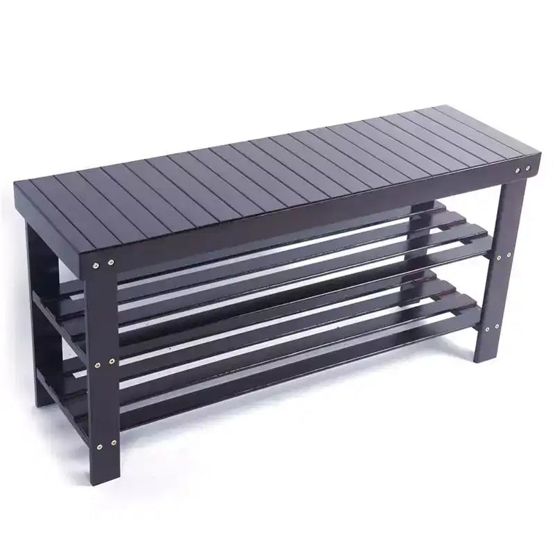 Bamboo Shoe Rack with Seat - 3-Tier Storage Bench, 90cm Multi-Functional Organizer for Entryway, Hallway & Closet