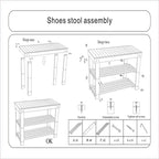Bamboo Shoe Rack with Seat - 3-Tier Storage Bench, 90cm Multi-Functional Organizer for Entryway, Hallway & Closet