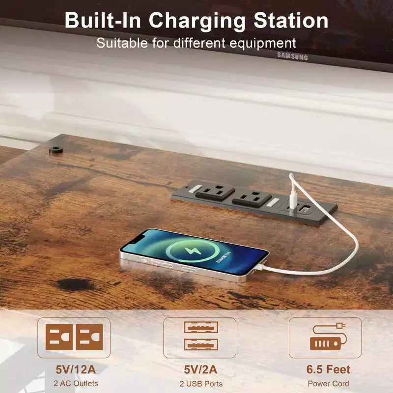 GustoWave Mobile TV Grande per TV Fino a 75 Pollici, Centro di Intrattenimento con Presa Elettrica e Ripiani Aperti a 3 Livelli