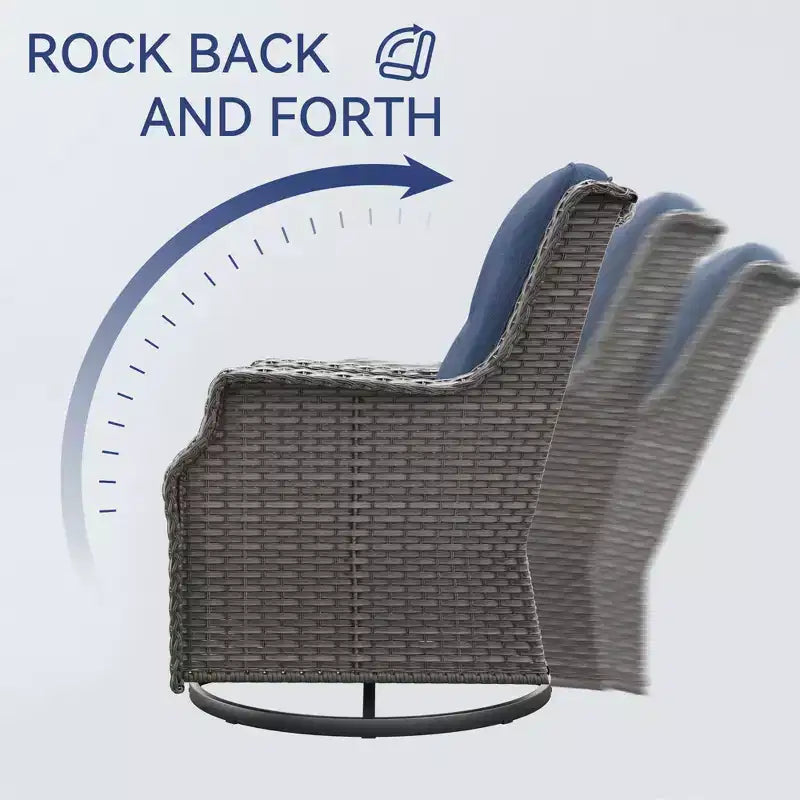 Bestier Sedie Girevoli a Dondolo in Vimini con Cuscino Imbottito, Sedia a Dondolo da Esterno in Rattan PE con Schienale Ergonomico Alto per Giardino, Portico, Cortile