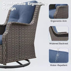 Bestier Sedie Girevoli a Dondolo in Vimini con Cuscino Imbottito, Sedia a Dondolo da Esterno in Rattan PE con Schienale Ergonomico Alto per Giardino, Portico, Cortile