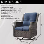 Bestier Sedie Girevoli a Dondolo in Vimini con Cuscino Imbottito, Sedia a Dondolo da Esterno in Rattan PE con Schienale Ergonomico Alto per Giardino, Portico, Cortile
