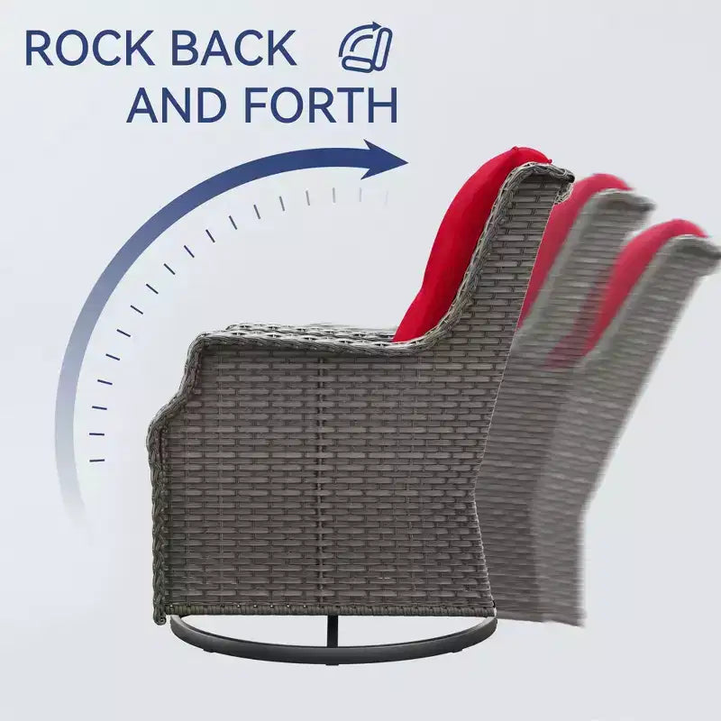 Bestier Sedie Girevoli a Dondolo in Vimini con Cuscino Imbottito, Sedia a Dondolo da Esterno in Rattan PE con Schienale Ergonomico Alto per Giardino, Portico, Cortile