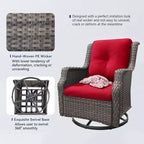 Bestier Sedie Girevoli a Dondolo in Vimini con Cuscino Imbottito, Sedia a Dondolo da Esterno in Rattan PE con Schienale Ergonomico Alto per Giardino, Portico, Cortile