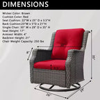 Bestier Sedie Girevoli a Dondolo in Vimini con Cuscino Imbottito, Sedia a Dondolo da Esterno in Rattan PE con Schienale Ergonomico Alto per Giardino, Portico, Cortile