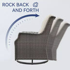 Bestier Sedie Girevoli a Dondolo in Vimini con Cuscino Imbottito, Sedia a Dondolo da Esterno in Rattan PE con Schienale Ergonomico Alto per Giardino, Portico, Cortile