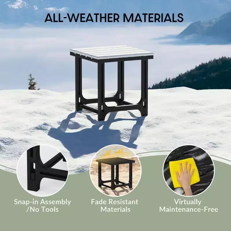 Set WestinTrends Azura 2 Pezzi Sedia da Giardino Adirondack in Plastica HDPE con Tavolino Laterale da 18, Nero