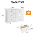 6 Chest of Drawer Dresser Storage Cabinet, Modern Wood Organizer TV Stand Console Table for Living Room, Entryway