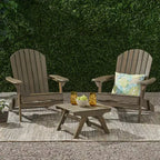 GDFStudio Cartagena Outdoor Acacia Wood 3 Piece Adirondack Chair Chat Set