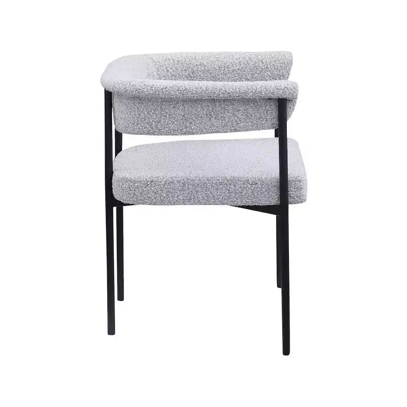 Meridian Furniture, Sedia da pranzo Malin in tessuto Bouclé grigio, set da 2
