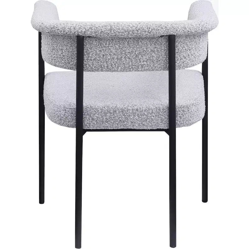 Meridian Furniture, Sedia da pranzo Malin in tessuto Bouclé grigio, set da 2