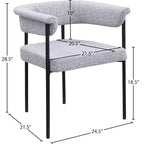 Meridian Furniture, Sedia da pranzo Malin in tessuto Bouclé grigio, set da 2