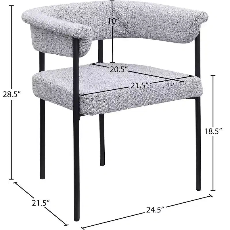 Meridian Furniture, Sedia da pranzo Malin in tessuto Bouclé grigio, set da 2
