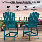 Sgabelli Alti da Bar Adirondack da Esterno con Vassoio Connettore, Sedia da Bar in Legno Naturale con Schienale Alto per Terrazzo, Balcone