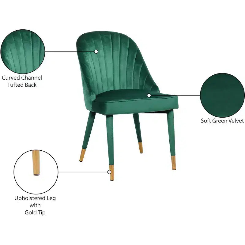 Meridian Furniture, Sedia da pranzo Belle in velluto, set da 2