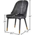 Meridian Furniture, Sedia da pranzo Belle in velluto, set da 2