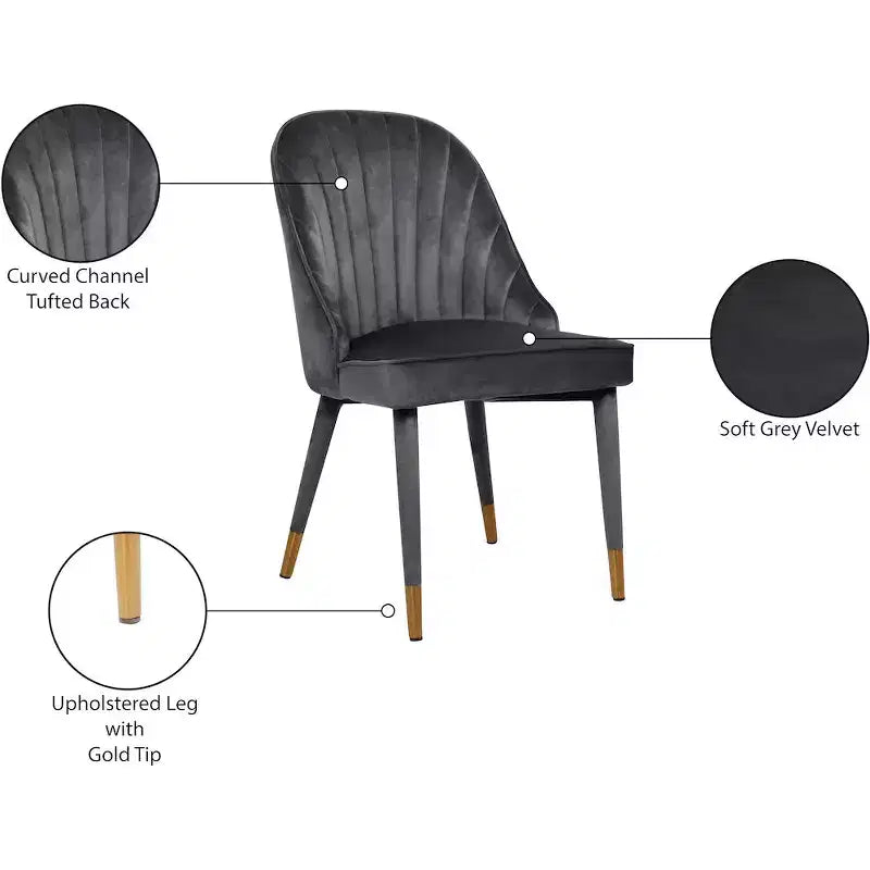 Meridian Furniture, Sedia da pranzo Belle in velluto, set da 2