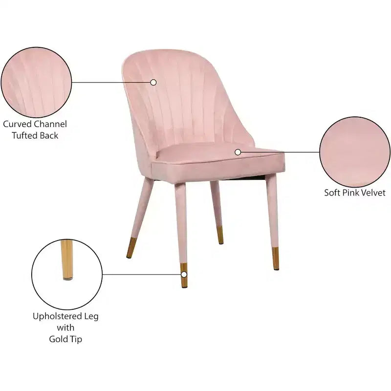 Meridian Furniture, Sedia da pranzo Belle in velluto, set da 2