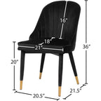 Meridian Furniture, Sedia da pranzo Belle in velluto, set da 2