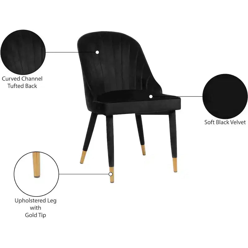 Meridian Furniture, Sedia da pranzo Belle in velluto, set da 2