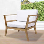 Sunnydaze Bodie, Poltrona da Patio in Legno di Acacia con Cuscini Bianco Osso - Naturale