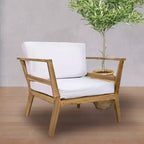 Sunnydaze Bodie, Poltrona da Patio in Legno di Acacia con Cuscini Bianco Osso - Naturale