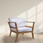 Sunnydaze Bodie, Poltrona da Patio in Legno di Acacia con Cuscini Bianco Osso - Naturale