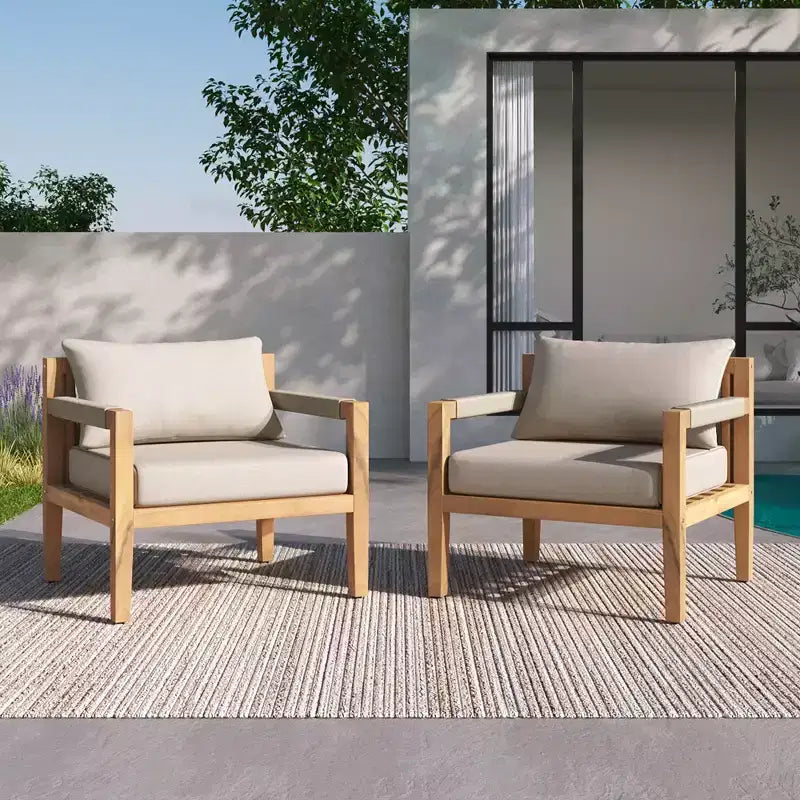 Christopher Knight Home Marja Boho Outdoor Acacia Wood Woven Rope Chair with Cushion