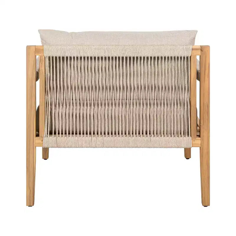 Christopher Knight Home Marja Boho Outdoor Acacia Wood Woven Rope Chair with Cushion