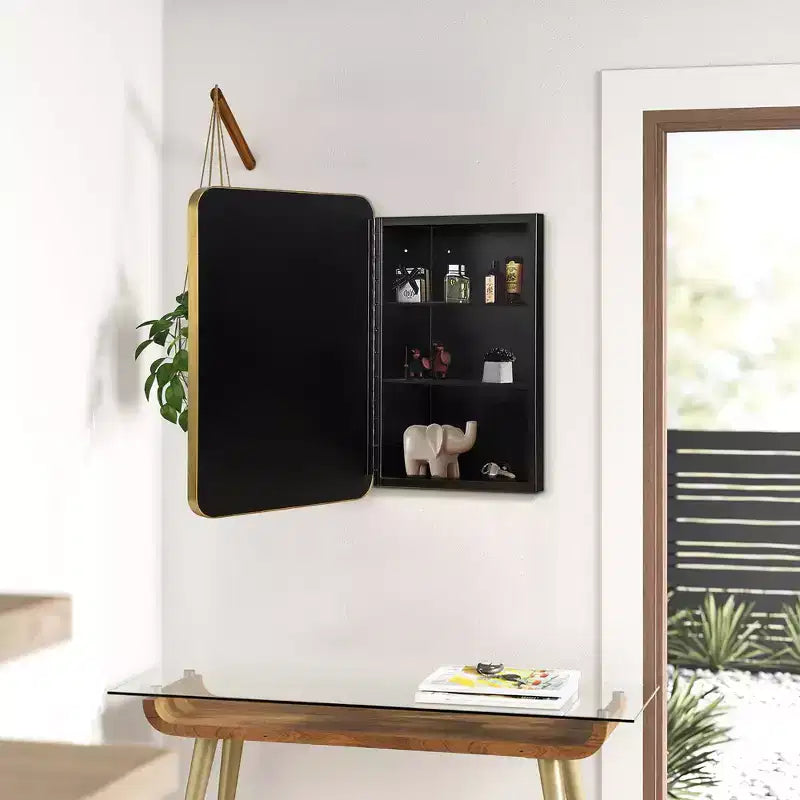 Specchio Contenitore Rettangolare Oro da Bagno 16 * 24 Pollici