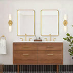 Specchio Contenitore Rettangolare Oro da Bagno 16 * 24 Pollici