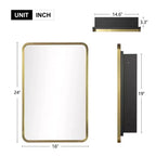 Specchio Contenitore Rettangolare Oro da Bagno 16 * 24 Pollici
