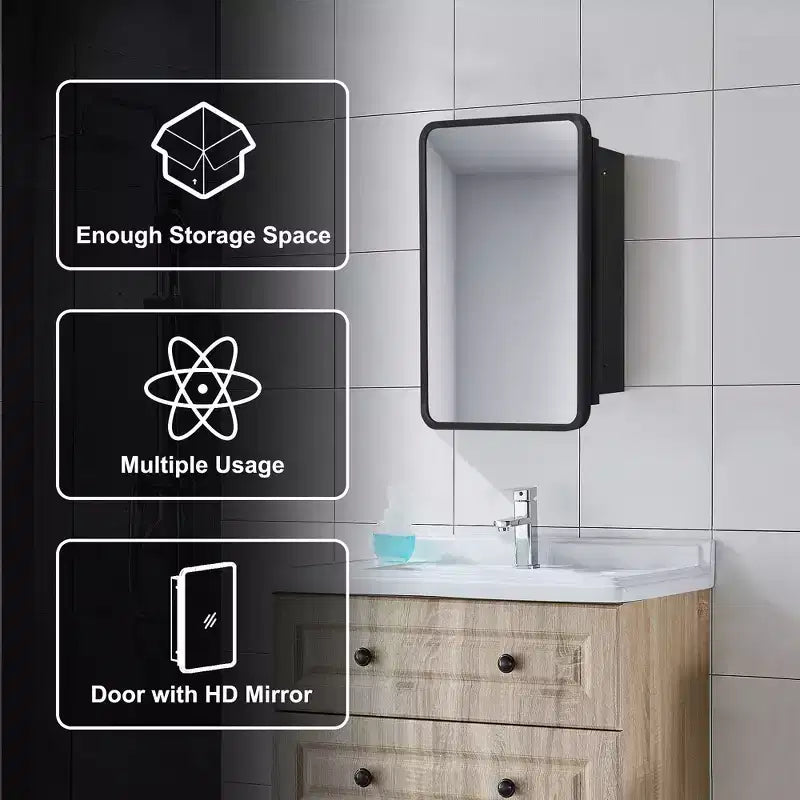Specchio Contenitore Rettangolare Oro da Bagno 16 * 24 Pollici