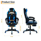 Sedia da gaming girevole a 360°, regolabile in altezza, con poggiapiedi estraibile e supporto lombare ergonomico, in pelle PU, per computer e ufficio, con poggiatesta