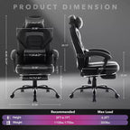 Sedia da gaming girevole a 360°, regolabile in altezza, con poggiapiedi estraibile e supporto lombare ergonomico, in pelle PU, per computer e ufficio, con poggiatesta