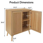 Credenza a Buffet in Rattan con Contenitore, Ripiani Regolabili, Piedini in Legno, Mobiletto Contenitore per Ingresso, per Sala da Pranzo, Corridoio, Ingresso