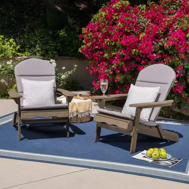 Christopher Knight Home Malibu Sedie da Giardino Adirondack in Legno di Acacia con Cuscini (Set da 2)
