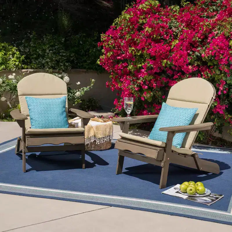 Christopher Knight Home Malibu Sedie da Giardino Adirondack in Legno di Acacia con Cuscini (Set da 2)