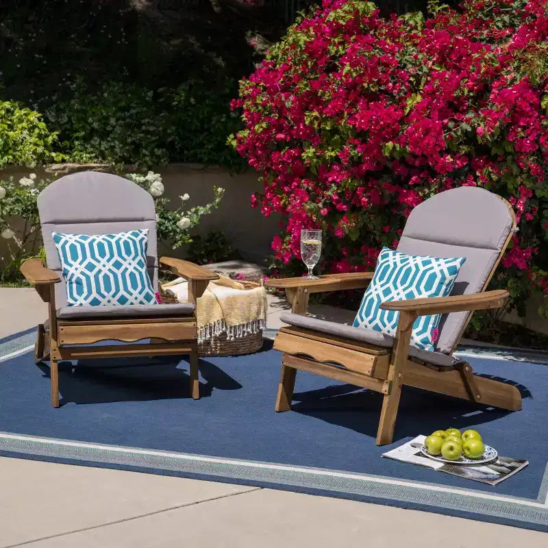 Christopher Knight Home Malibu Sedie da Giardino Adirondack in Legno di Acacia con Cuscini (Set da 2)