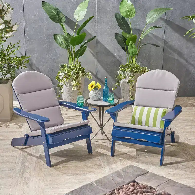 Christopher Knight Home Malibu Sedie da Giardino Adirondack in Legno di Acacia con Cuscini (Set da 2)