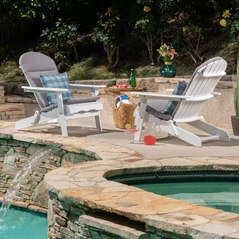 Christopher Knight Home Malibu Sedie da Giardino Adirondack in Legno di Acacia con Cuscini (Set da 2)